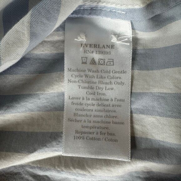 Everlane Silky Cotton Balloon Sleeve Blouse in Periwinkle/White Size 4 - Picture 6 of 6